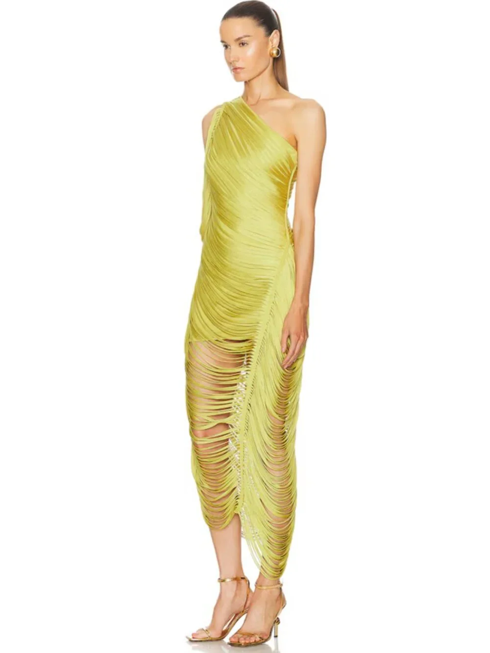 CULT GAIA Women's Sona One-Shoulder Draped Fringe Dress Size S NEW - Picture 13 of 16